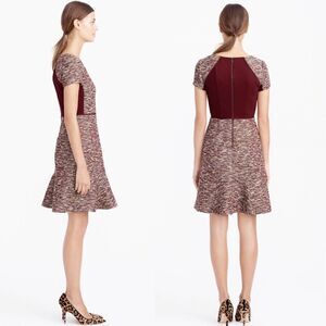J. Crew Womens Textured Bouclé Tweed Short Sleeve Fit & Flare Dress Size 4